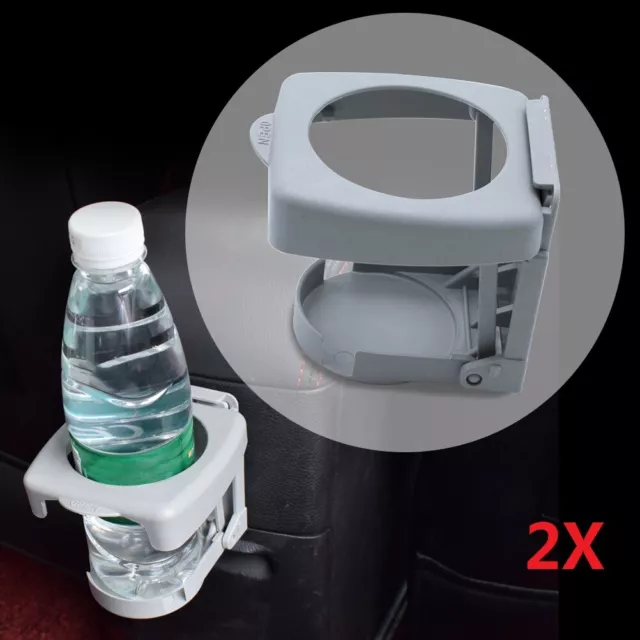 2X Grey Universal Car Folding Beverage Drink Cup Bottle Holder Stand Mount Phone