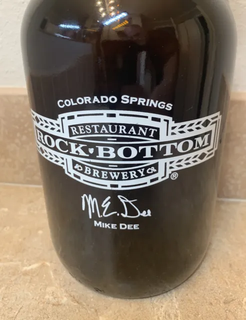 Rock Bottom Brewery Colorado Springs 64 Oz Beer Growler Retired Brown Jug
