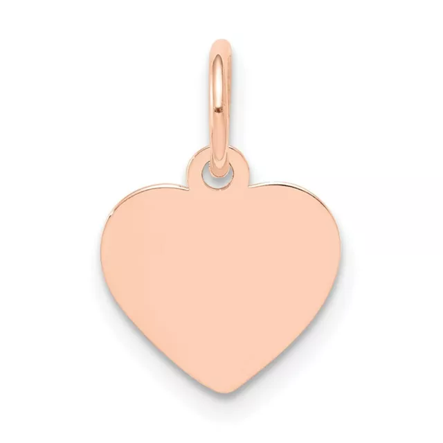 14k 14kt Rose Pink Gold  Plain .011 Gauge Engraveable Heart Disc Charm PENDANT