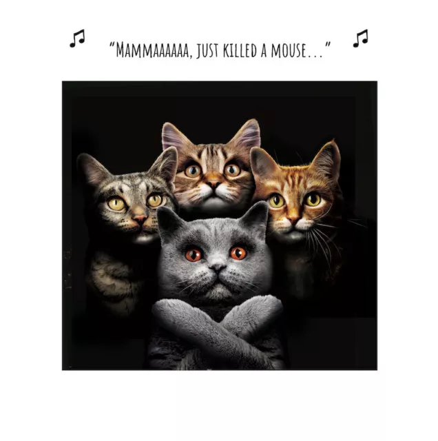 Bohemian Rhapsody Funny Cats Greeting Card Humorous Birthday Card for Cat Lovers