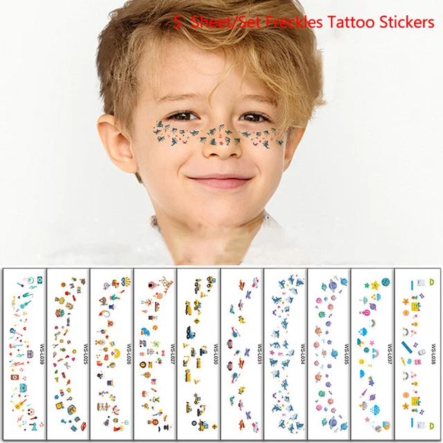 5 SHEET FAKE Freckles Temporary Tattoos For Kids Face Colorful Tattoo