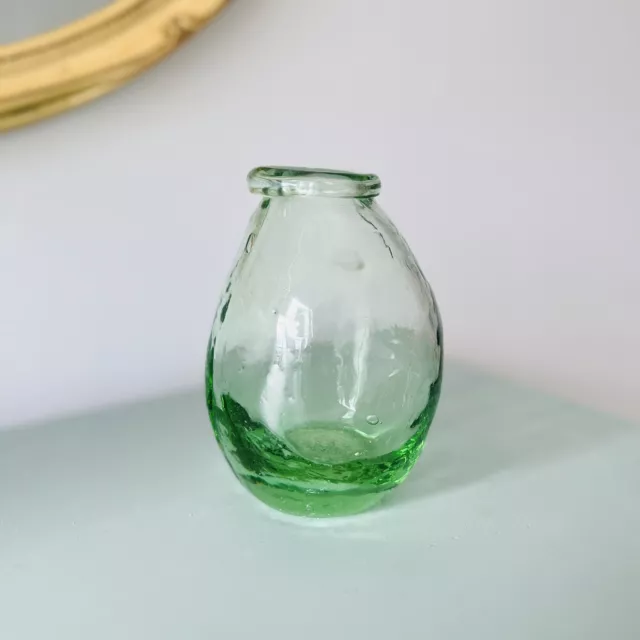 Recycled Glass Bubble Vase Clear Transparent Wide Bottle Abstract Handmade