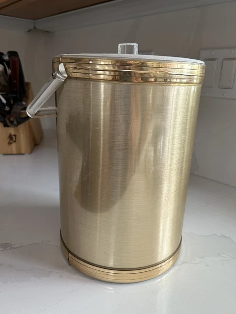 Vintage Mcm 70'S George Briard Gold Ice Bucket Lucite Top & Handle Usa