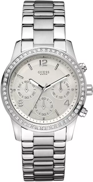 Guess Mini Spectrum Chronograph Silver Dial Stainless Steel Ladies Watch SU13593