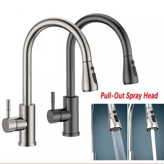 360° Kitchen Sink Mixer Taps with Pull Out Hose Spray Single Lever Monobloc