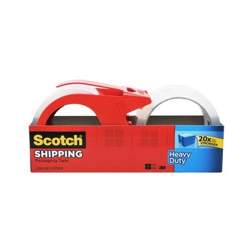 3M 3850-2-1RD Heavy Duty Shipping Packaging Tape, Clear, 4.8cm . x 54.6-Yds.