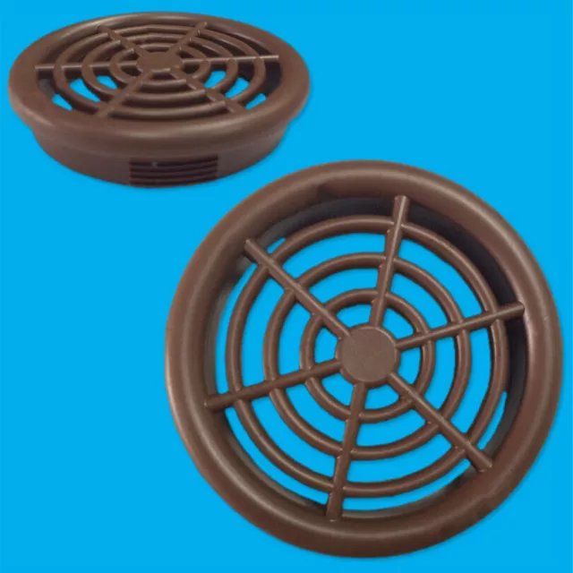 10x Marron Toit Soffites Rond Ventilation Air avant-Toit 48mm Grille 44mm Trou