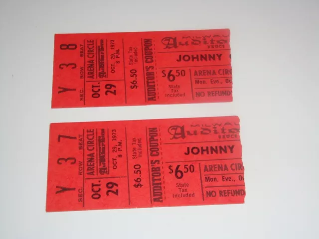 THE JOHNNY CASH SHOW 2 1973 CONCERT TICKET STUBS Milwaukee Auditorium Wisconsin