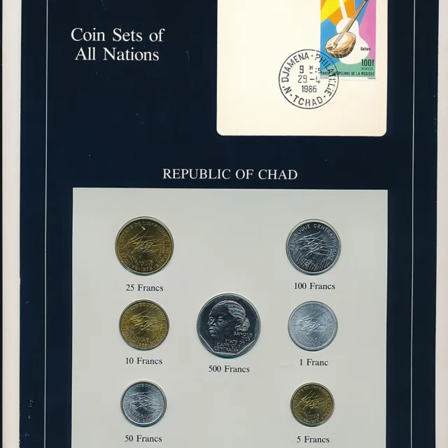 Coin Sets Of All Nations ~ Republic Of Chad ~ Proof Coins ~ W/ Card ~ Ships Free