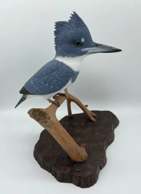Belted Kingfisher Original Wood Carving