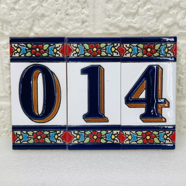 ART ECUDELLERS Ceramic Tile House Address Numbers Floral Flores 4.25" x 2" •NEW‼