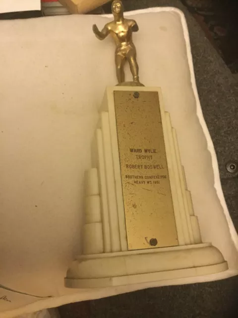 Vintage 1951 Southern Conference Ward Wylie Heavy Wt Wrestling Trophy Plus Photo