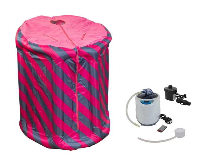 Sauna à Vapeur - Mini Svedana Rose/Bleu Gonflable 2 Litre, 1000 W, Gbr. Avec 2JG