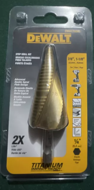 DeWalt Step Drill Bit - (DWA1789IR) (7/8" + 1-1/8") (Impact Ready Unibit) (NEW)