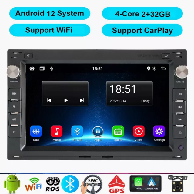 Head Unit Car Radio Stereo Sat Nav CarPlay BT For VW Golf MK4 Transporter T4 T5