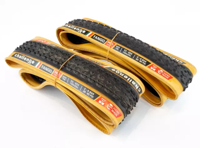 Challenge Fango Pro Tires Pair 700x33c Tan Folding Clincher 330TPI Cyclocross