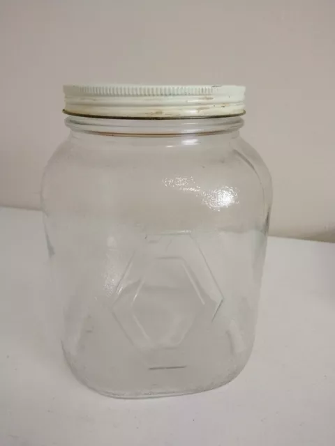 Vintage Hazel Atlas Deco Style Hoosier Glass Jar