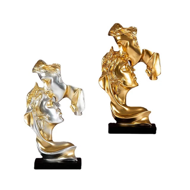 Couple Kiss Figurines Décor Résine Sculpture Statue pour la Maison Hôtel