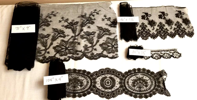 Antique Black Chantilly Lace Trim Lot