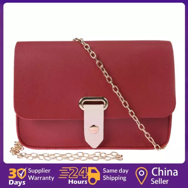 Simple Leather Women Shoulder Bag Casual Flap Chain Crossbody Bags/Wine Red ☘️