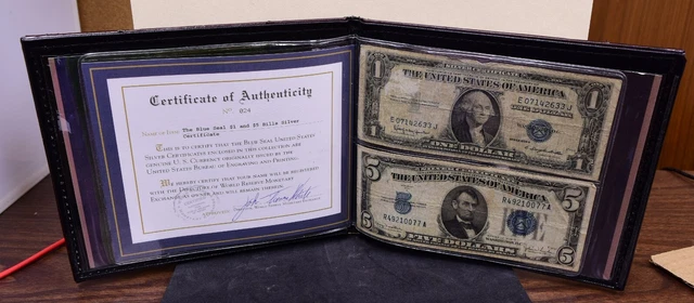 World Reserve Monetary Exchange Blue Seal $1 & $5 Silver Cert 1934/35 (#304)