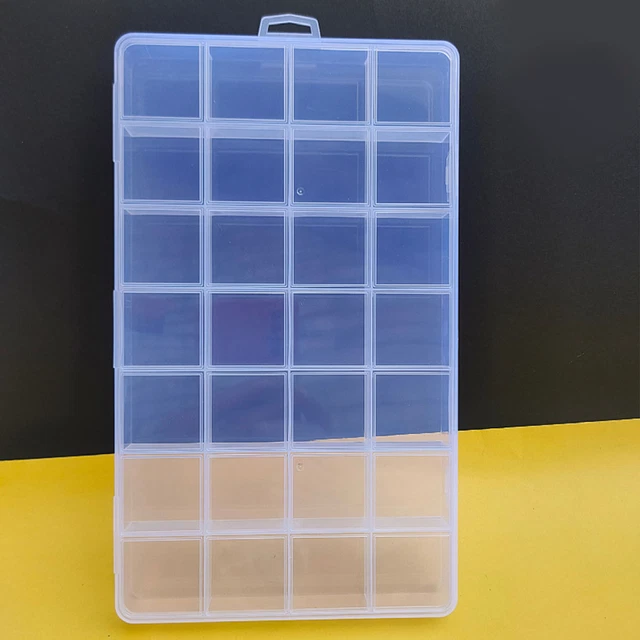 Boîte De Rangement En Plastique Clair 28 Grilles ABS Transparent Petite Boîte