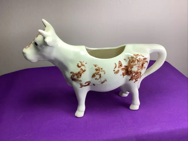 ESTATE VINTAGE HANDPAINTED COW CREAMER BEIGE BROWN     hh