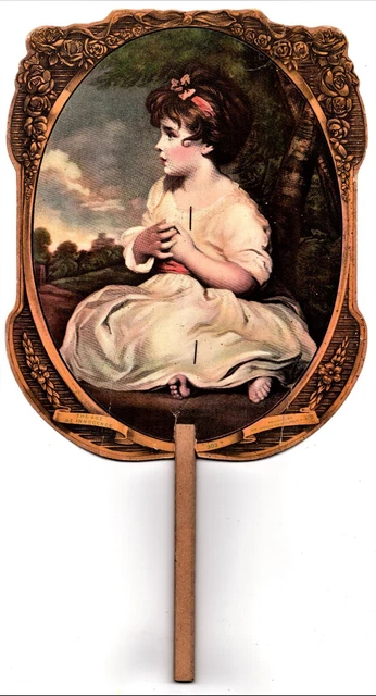 Vintage Ad Fan for shoes - Print of "The Age of Innocence" by Reynolds on front