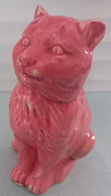 tirelire ancienne à casser en forme de chat rose
