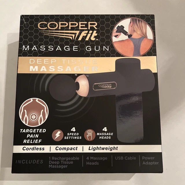 COPPER FIT PERCUSSION Massage Gun w/ 4 attachments, Cordless