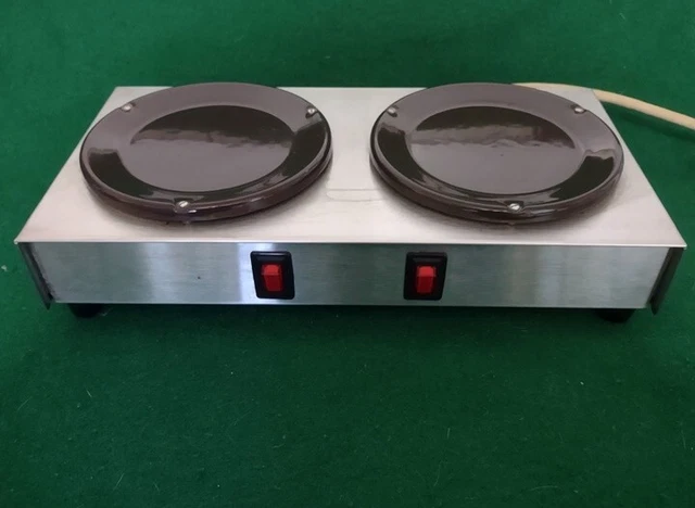 Dual Burner Stainless Steel Coffee Station Warmer - Works!