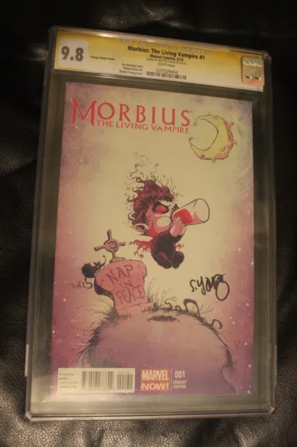 Morbius The Living Vampire #1 Cgc 9.8 Ss 2013 Signed Skottie Young Variant Cover