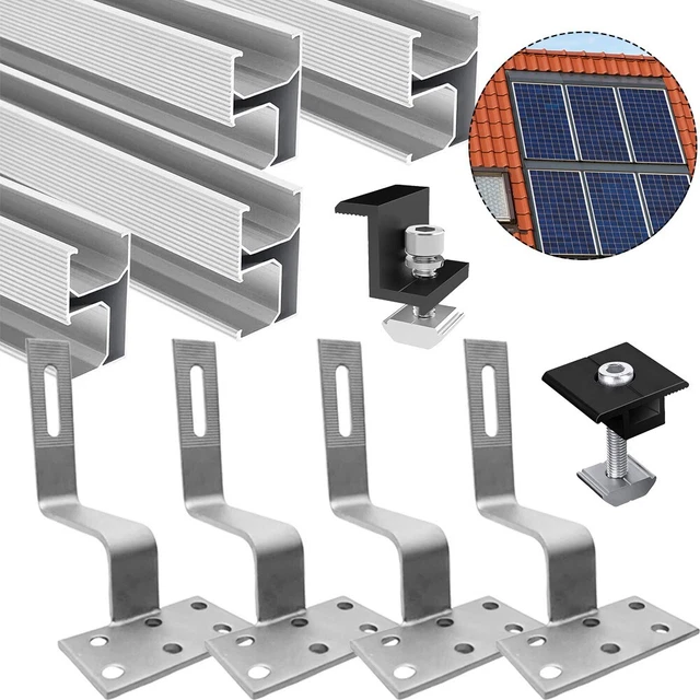 FOR 2X PV Module Solar Bracket Mounting Rail Solar Rail Set Brick Roof ...