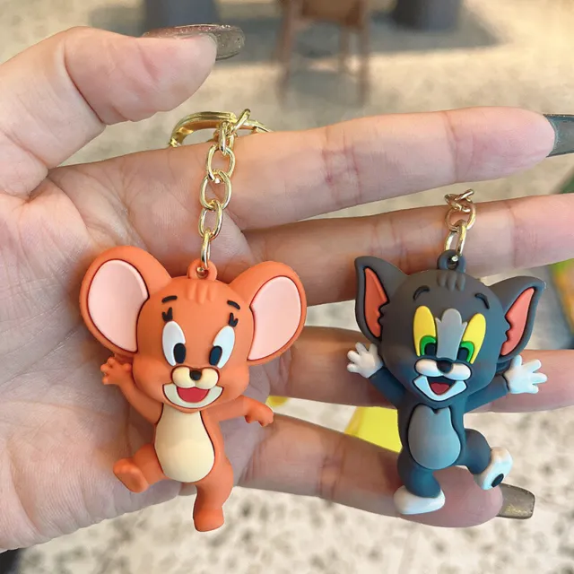 Tom Cat and Jack Mouse Toy Car Keychain, Bag Hanger Decoration