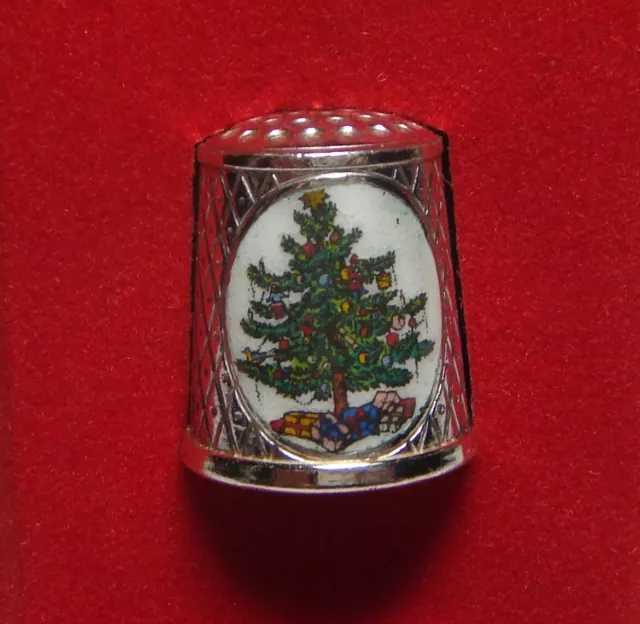 1985 Authentic Christmas Tree Silver Hummel Enamel Thimble ARS Limited Edition