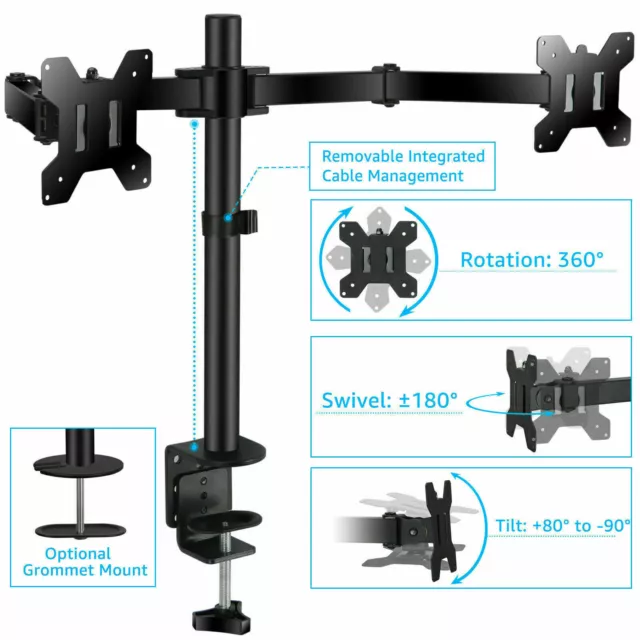 2-Fach-Monitor Halterung Halter Tischhalterung Desk Mount Bracket 15 - 30 Inch 2