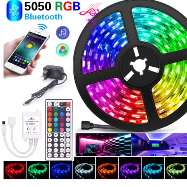 1-30m LED Strip Lights 5050 RGB Colour Changing Tape Cabinet Kitchen TV Lighting