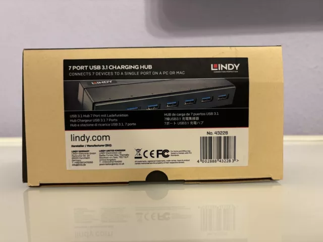 Lindy USB-Hub 43228, 7 USB-Geräte an 1 PC, 7-fach, USB 3.0 NEU