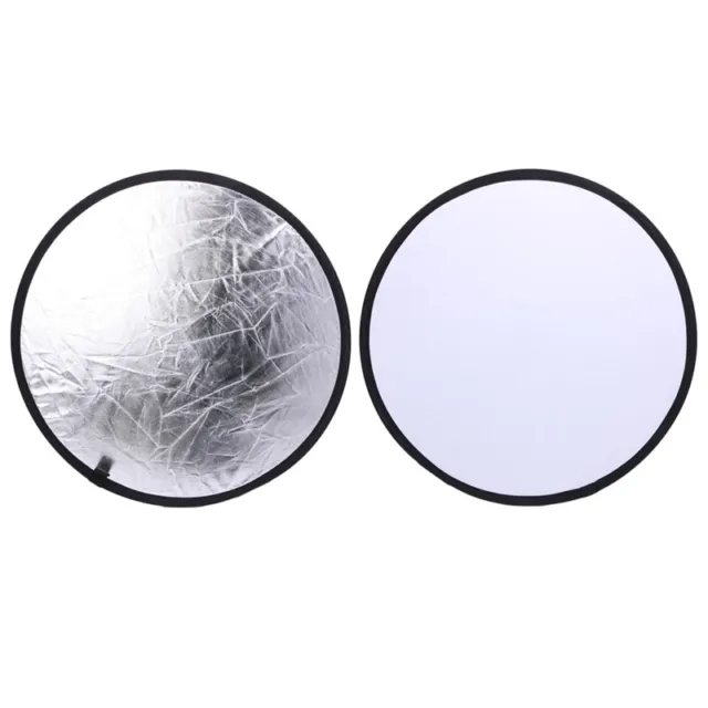2 in 1 55-60cm Light Mulit Collapsible Disc Photography Reflector Silver/White