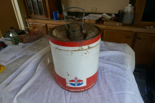 Vintage Empty 5 Gallon Oil Can Standard American Oil Co. Lot 23-55-5