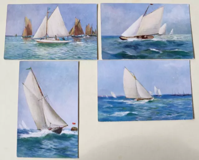 Kent, Sailing Ships, G.W. Faulkner, 4 Postcards, Swale, Yacht Club
