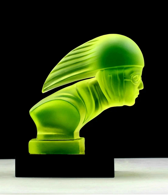 ART DECO GLASS Car Mascot 'Racer' Hood Ornament For Collectors 1930' H