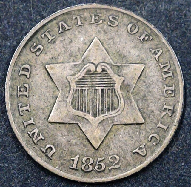 1852 Three Cent Silver Piece - Nice Circulated coin 1852 Three Cent Silver Piece - Nice Circulated coin