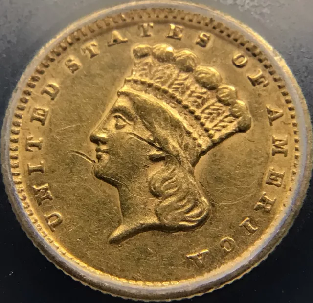 1874 G$1 Icg Au53 Details Type 3 Gold Dollar | Low Survival Population