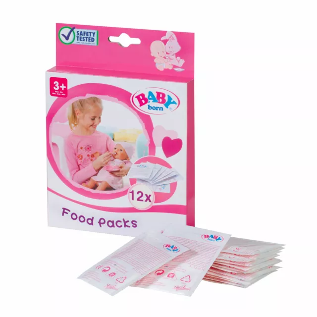 Baby Born 12 Sachets For 43cm Dolls Kids Pretend Play Porridge Feeding Food Pack