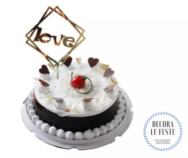 1 decorazione oro san valentino, torta san valentino, topper cake love oro