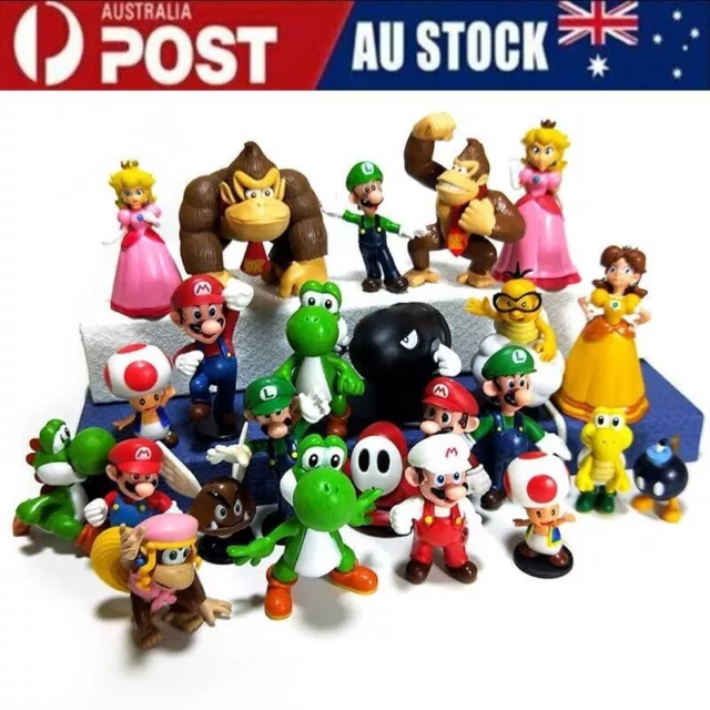 18 PCS Super Mario Bros Action Figures Figurines Set Cake Topper Decor Kid Toy