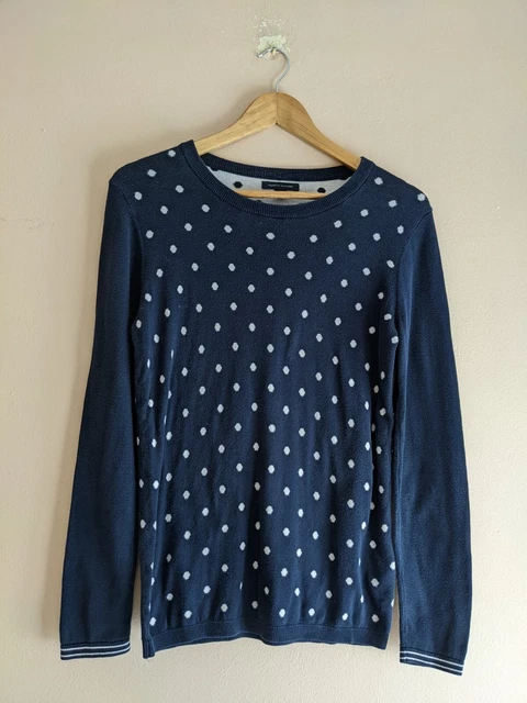 Tommy Hilfiger Navy / White Polka Dot Cotton Round Neck Jumper - Women's Small