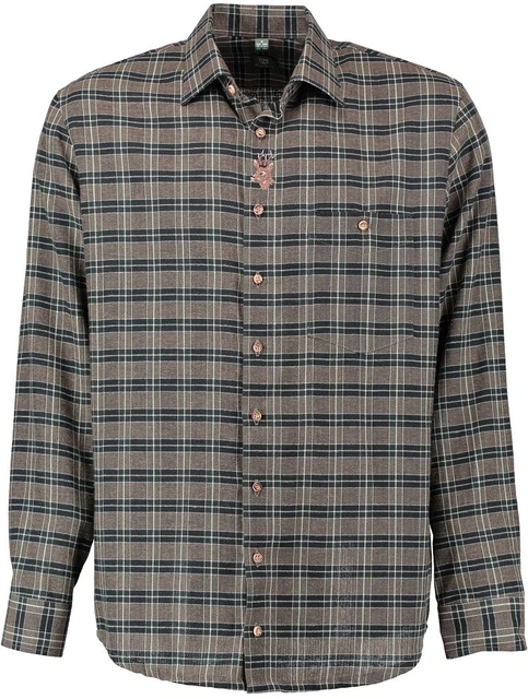 Camicia folcloristica OS Trachten® con ricamo ""testa di capriolo"" camicia da caccia a scacchi NUOVA camicia forestale