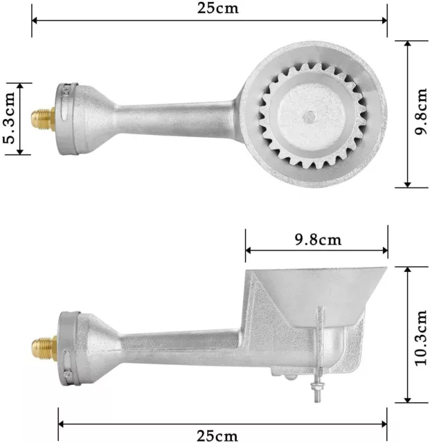 BBQ High Pressure Propane Cast-Iron Round Burner Head with Orifice Brass Fitting 2